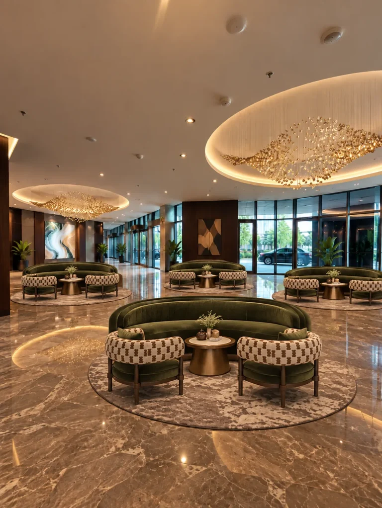 Cafe seating, alternative arrangement in green velvet