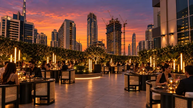 Rooftop, Option B: open terrace seating against the skyline